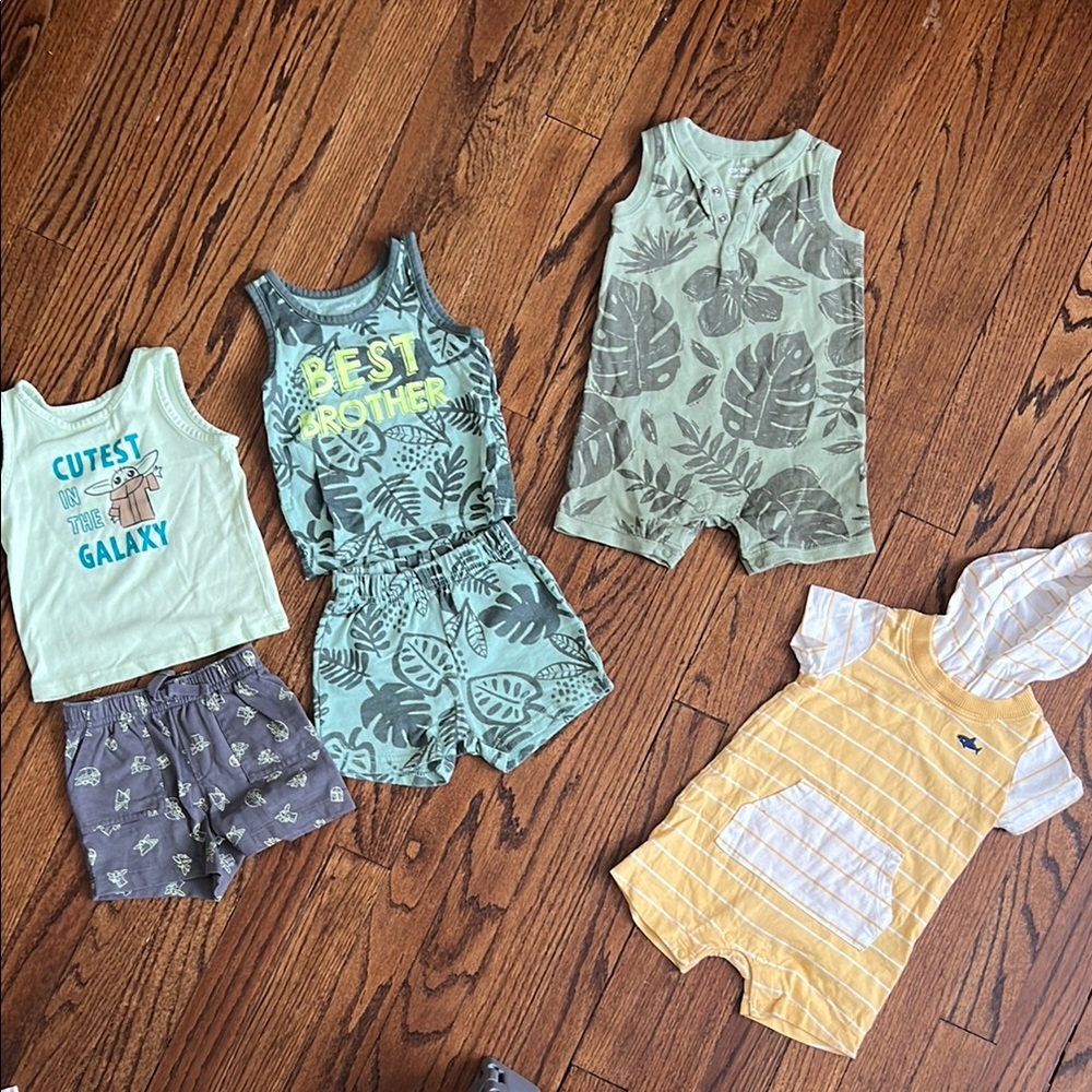 Baby Romper and Outfit Set - Green, Yellow, Gray
